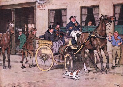 Wo-o! Cried Mr Pickwick. Wo-o! Echoed Mr Tupman, and Mr Snodgrass from the Bin by Cecil Charles Windsor Aldin
